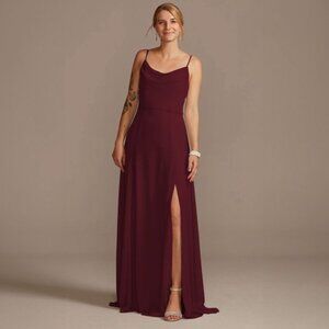 Bridesmaids dress with slit in color "Wine" (size 18)